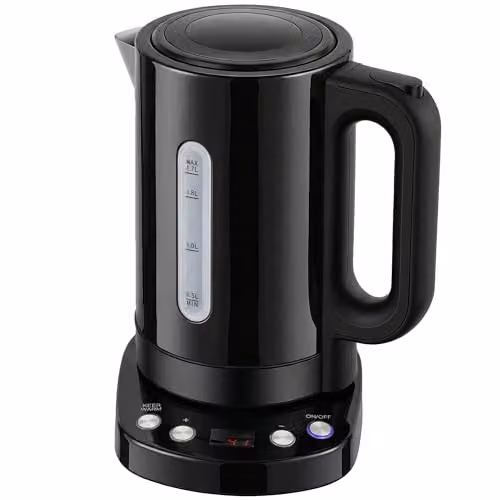 HOMCOM Variable Temperature Electric Kettle, 1.7L, 3kW, Black with Stainless Steel and Limescale Filter