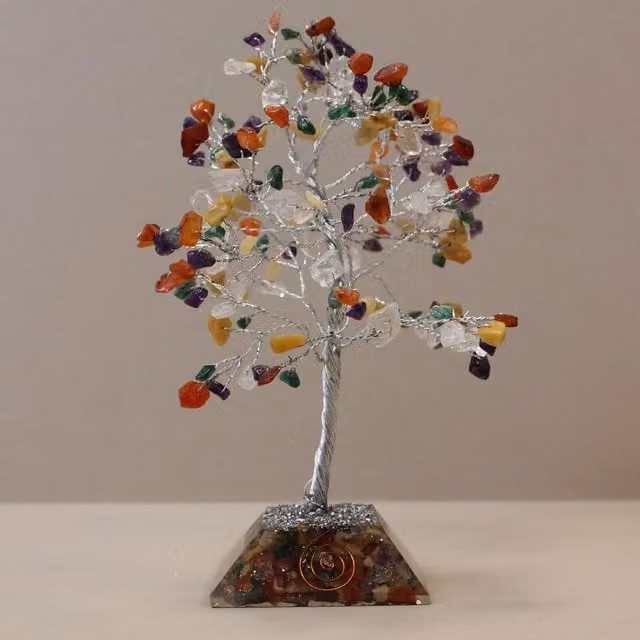 KDMD Gemstone Tree with Organite Base, Multicolour Tabletop Decor – 1