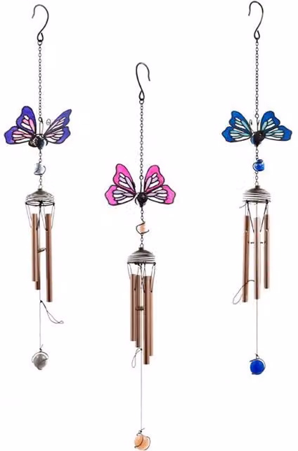 KDMK Butterfly Metal Hanging Windchime in Pink, Blue and Purple