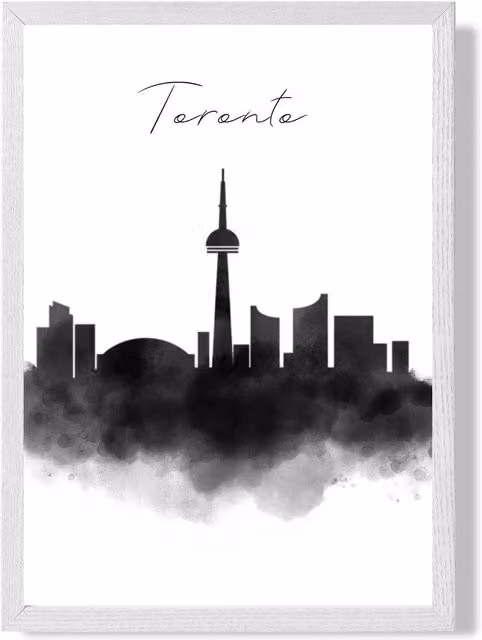 ARTZE Toronto Watercolour Skyline City Framed Print, Black and White, A2