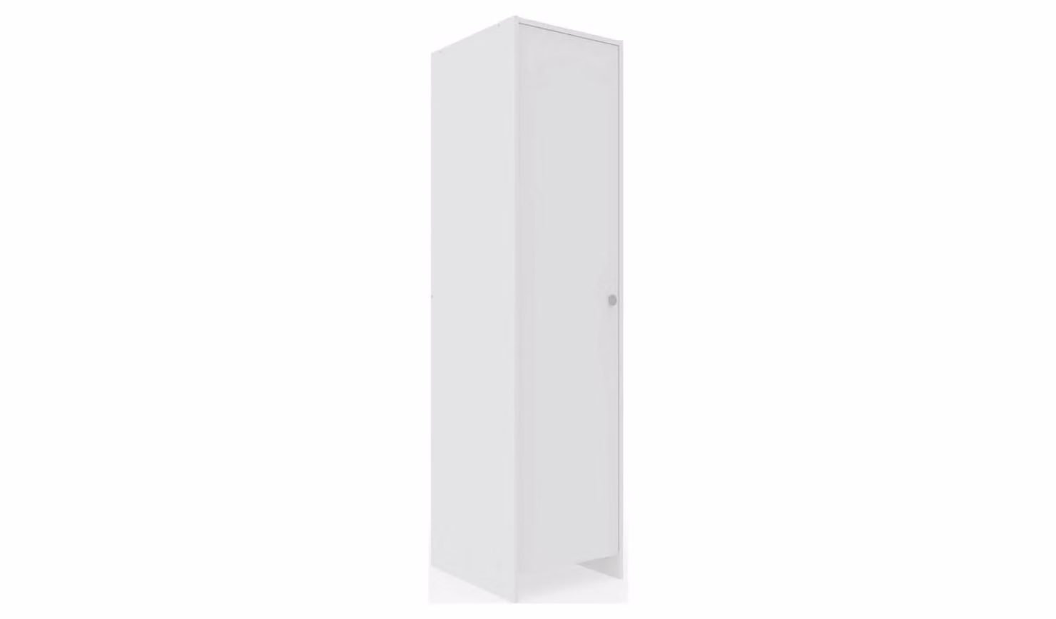 Seville 1 Door White Wardrobe with Full Hanging Space, H 176 x W 50 x D 43 cm