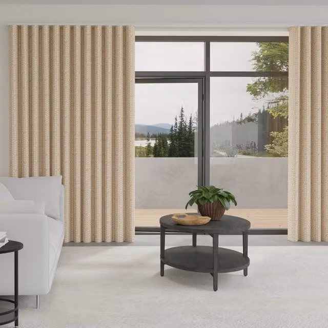 Orla Kiely Early Bird Made to Measure Wave Blackout Cotton Curtains in Pink and Beige Floral Pattern