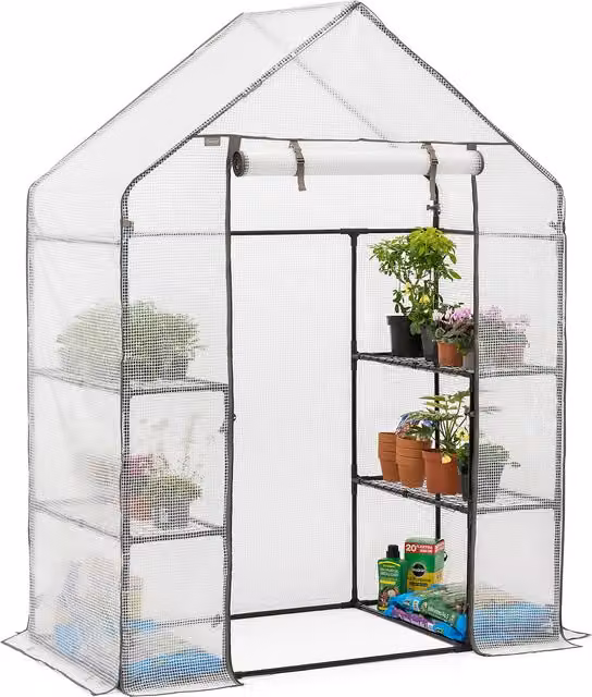 Christow Large Walk In Growhouse 6ft in Black with Shelving and PVC Material