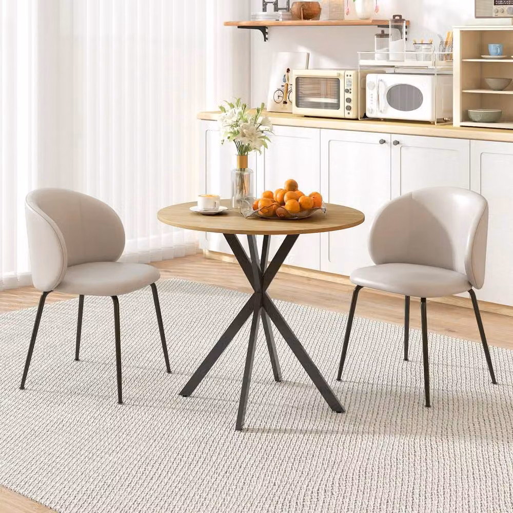 Wyld Haus Mihafi Industrial Round Dining Table, Oak Effect Top with Black Metal X-Frame, Diameter: 80 cm, Height: 75 cm – 3