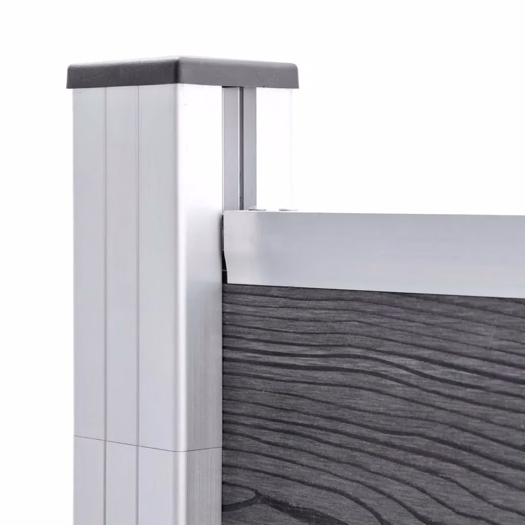 Berkfield Home Grey WPC and Aluminium Garden Fence W: 353 cm, H: 106 cm – 3