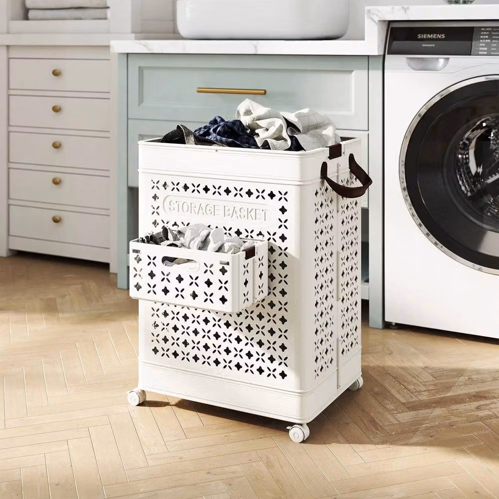 Havendro Collapsible Laundry Basket with Wheels, White – 2