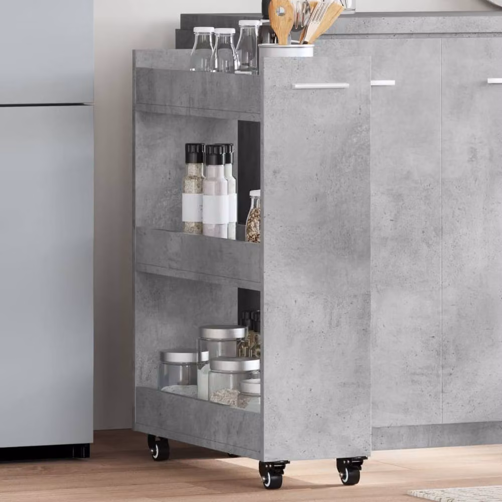 Berkfield Home Cabinet with Wheels in Concrete Grey, W/D/H: 60 x 22 x 79 cm – 2
