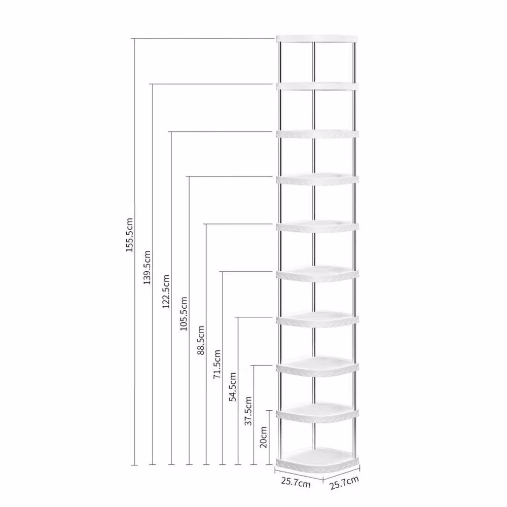 FORGEVIO 10-Tier Shoe Rack Organiser in White – 3