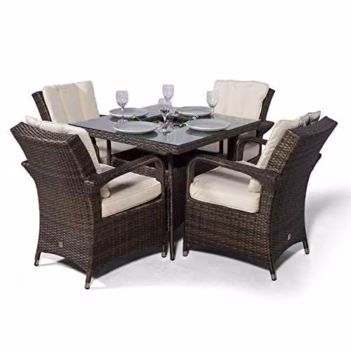 Thats Furniture Arizona 4 Seater Square Rattan Garden Dining Set with Ice Bucket Cooler in Brown and Grey, W/D/H: 90 x 90 x 74 cm – 3