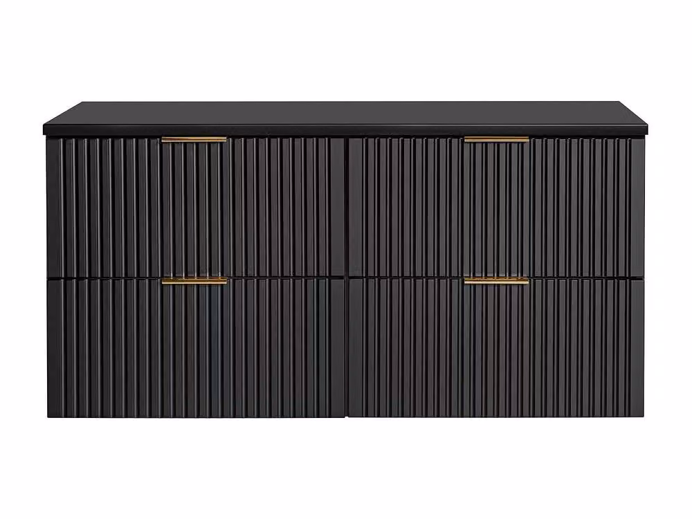 ZEVARA Black Ribbed Wall-Mounted Vanity Unit with Top, W: 120 cm, D: 46 cm, H: 57 cm – 3