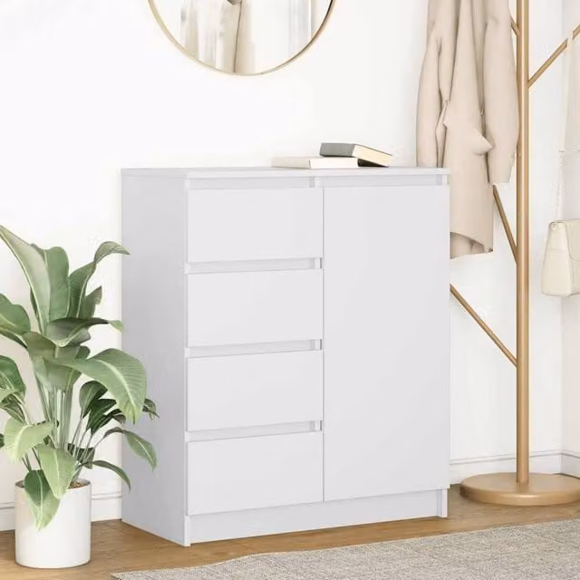 Berkfield Home Modern White Sideboard with Drawers, W/D/H: 71 x 35 x 84 cm