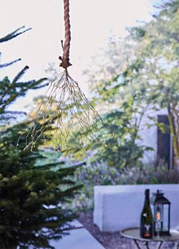 Luxform Battery Operated Warm White LED Hemp Rope Branch Light with Timer, Brown, IP44 – 3