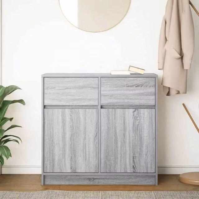 Berkfield Home Grey Sonoma Sideboard with Drawer, W/D/H: 80 x 34 x 76 cm – 1