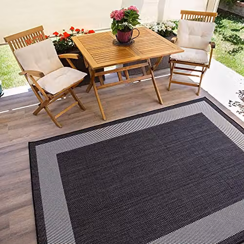 THE RUGS Black Bordered Indoor and Outdoor Rectangular Rug, W/D/H: 160 x 230 cm – 8