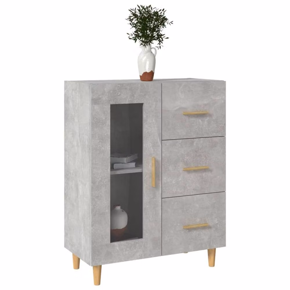 Berkfield Home Concrete Grey Sideboard in Engineered Wood W/D/H: 69.5 x 34 x 90 cm – 2