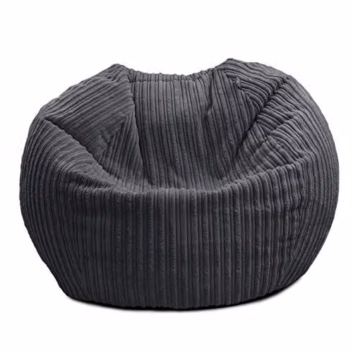 rucomfy Classic Kids Bean Bag Chair in Grey Corduroy with Removable Cover – 1