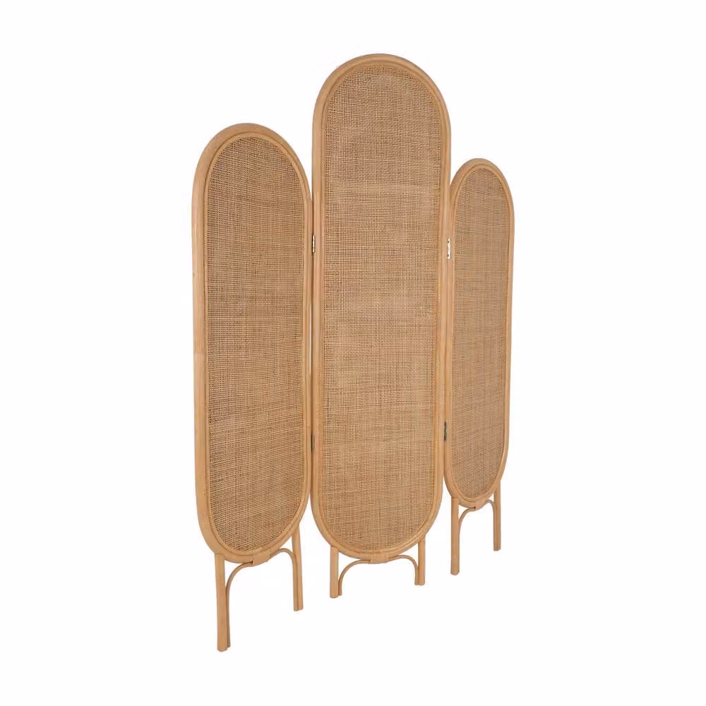 Sweek Folding Indoor Rattan and Cane Screen in Brown – 2