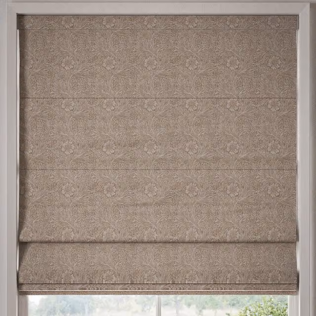 William Morris At Home Marigold Floral Blackout Roman Blind in Sand and Beige Polyester