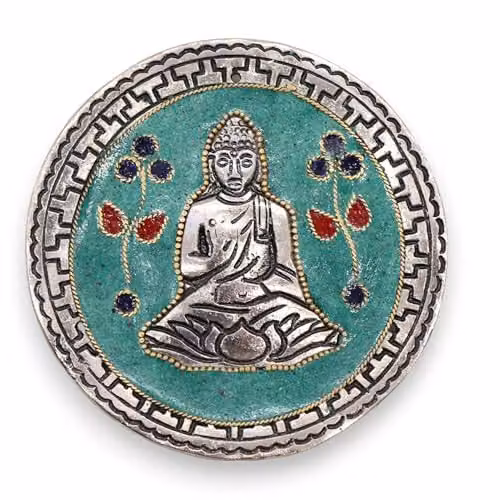 KDMD Green Buddha Decor Metal Tabletop Incense Holder, W/D/H: 10.0 x 10.0 x 1.0 cm – 1