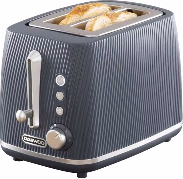 Daewoo Cascade 2-Slice Toaster with Defrost, Reheat and Cancel functions in Navy Blue