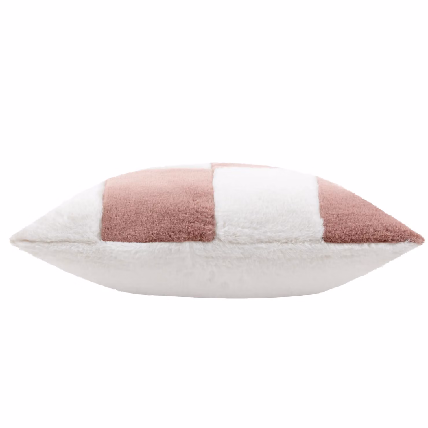 Heya Home Cozee Check Faux Fur Cushion in Pink, W/D/H: 50 x 50 x 50 cm – 3