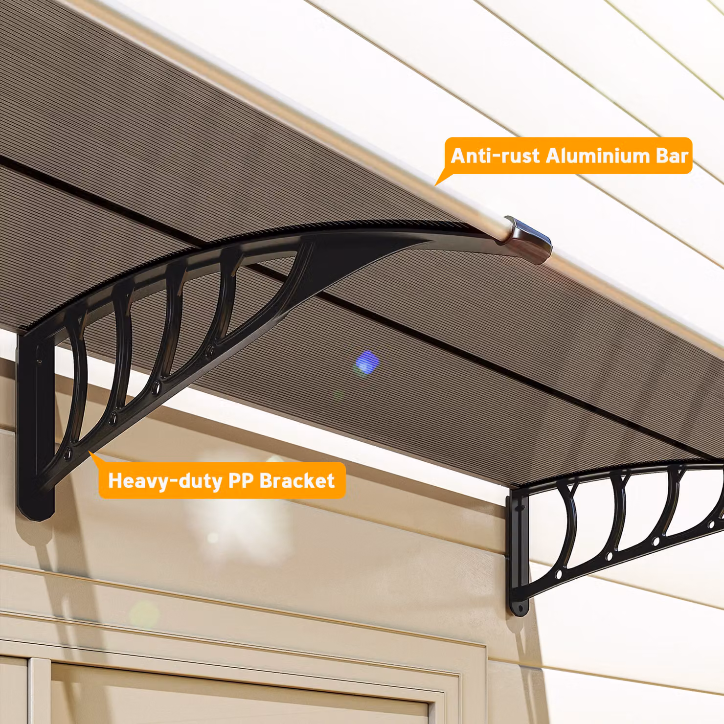 Outsunny Brown Front Door Canopy Outdoor Awning and Rain Shelter W: 200 cm, D: 96 cm – 7