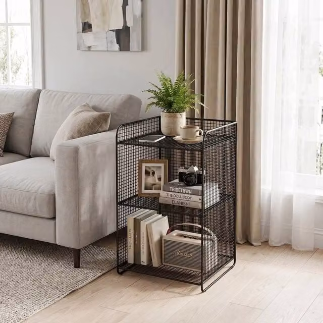 EONLION 3-Tier Metal Corner Nightstand and End Table in Black, W/D/H: 50 x 50 x 50 cm – 1