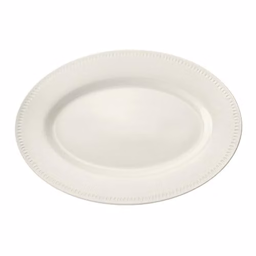 Mikasa Stoneware Oval Serving Platter in White and Beige