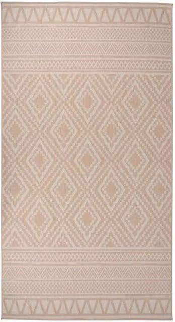 Berkfield Home Outdoor Flatweave Rug, Brown and Beige Stripes, W/D: 80 x 150 cm