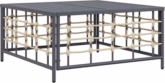 Berkfield Home Anthracite Poly Rattan Garden Table in Dark Grey, W/D/H: 70 x 70 x 34 cm