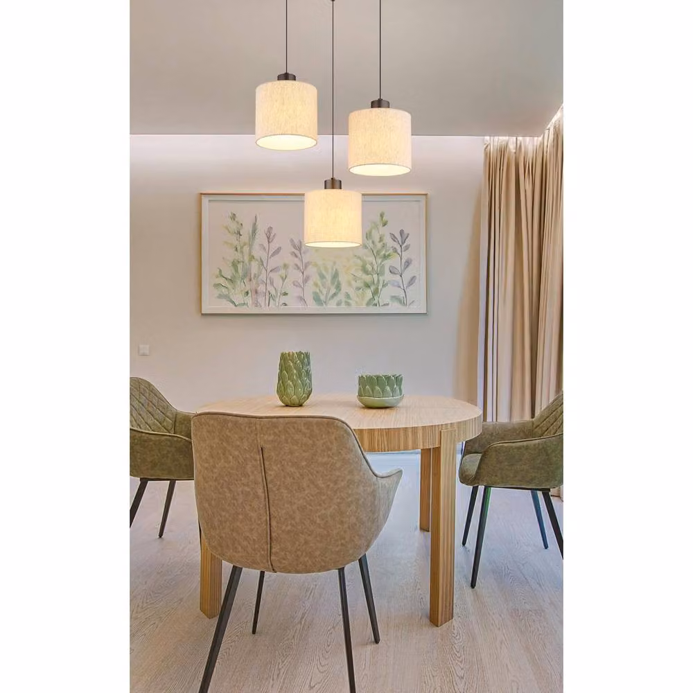 Netlighting Thea Cluster Pendant Light in Grey with Beige Linen Shade and LED 3000K Warm White – 2