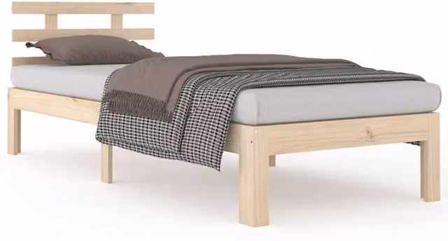 Berkfield Home Solid Wood Pine Bed Frame in Beige, W/D/H: 90 x 200 cm