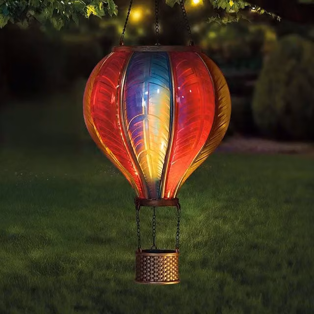 Garden Mile XXL Rainbow Hot Air Balloon Lantern Light in Multicolour (Red, Yellow, Blue)