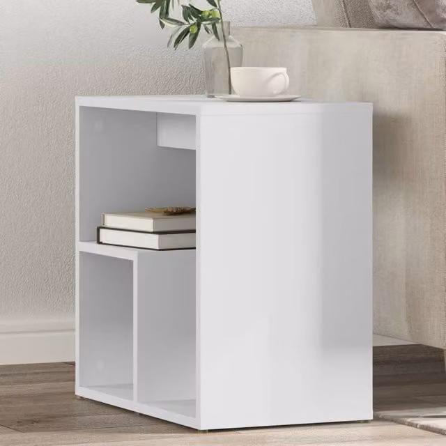 Berkfield Home Set of 2 White Minimalist Side Tables in Engineered Wood, W/D/H: 50 x 30 x 50 cm