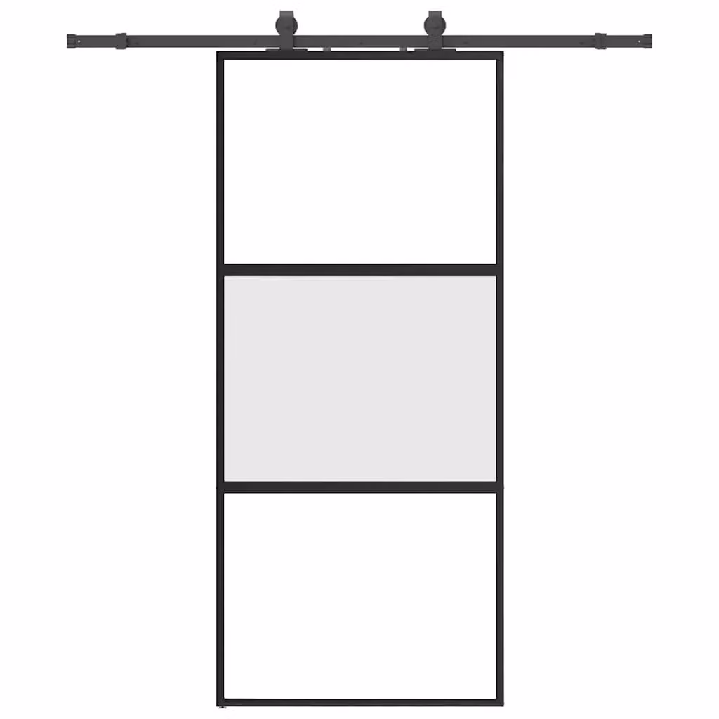 Berkfield Home Modern Black Sliding Glass Door with Hardware Set, W: 90 cm, H: 205 cm – 2