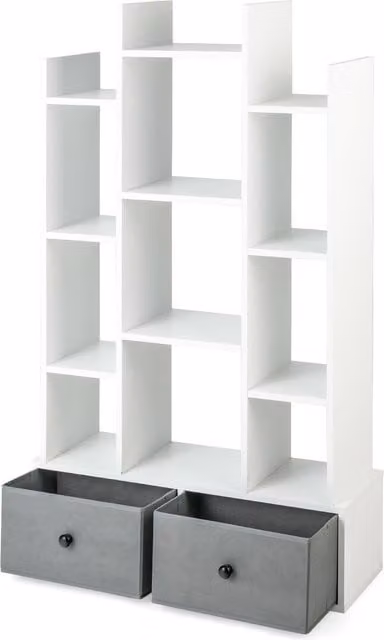 COSTWAY Minimalist Open-Back Freestanding Bookshelf in Matt White