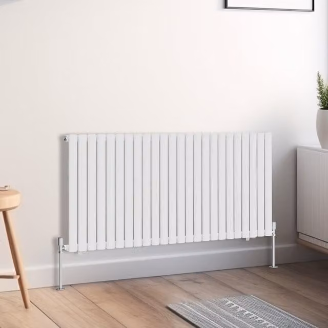 Right Radiators Oval Single Panel Horizontal Radiator, White, Width: 141.6 cm, Height: 60 cm