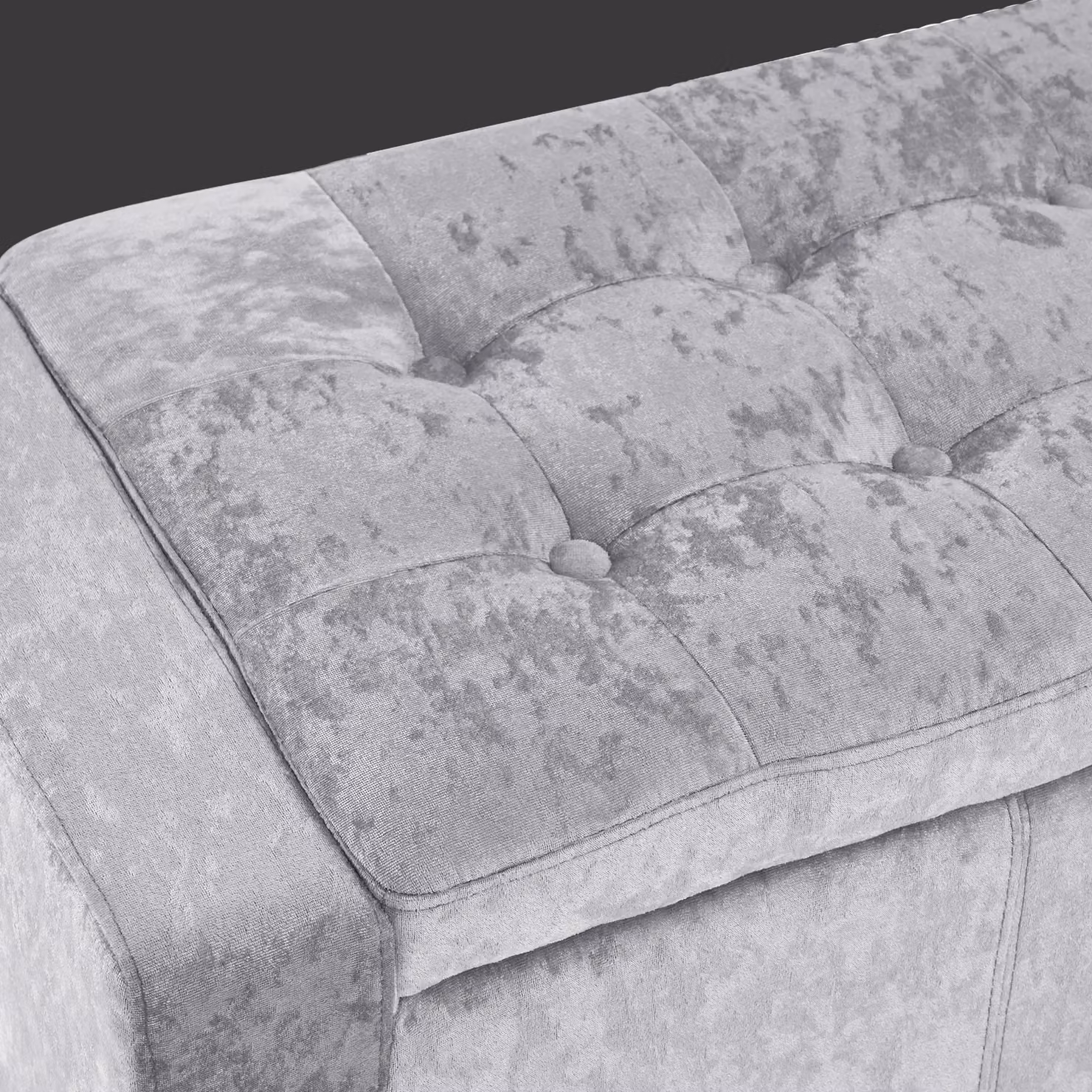 Home Republic Silver Crushed Velvet Ottoman Storage Bench – 2