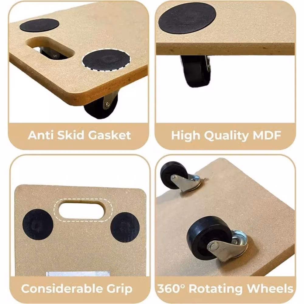 EONLION 2-Pack Furniture Transport Roller Trolley Boards in Brown, MDF, W: 200 cm, D: 100 cm – 2
