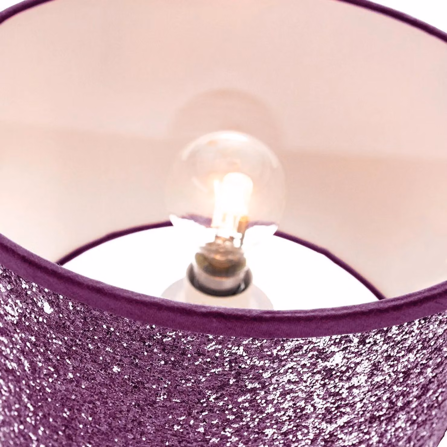 Happy Homewares Modern Purple Glitter Fabric Cylinder Pendant Lamp Shade, Diameter: 25.4 cm – 4