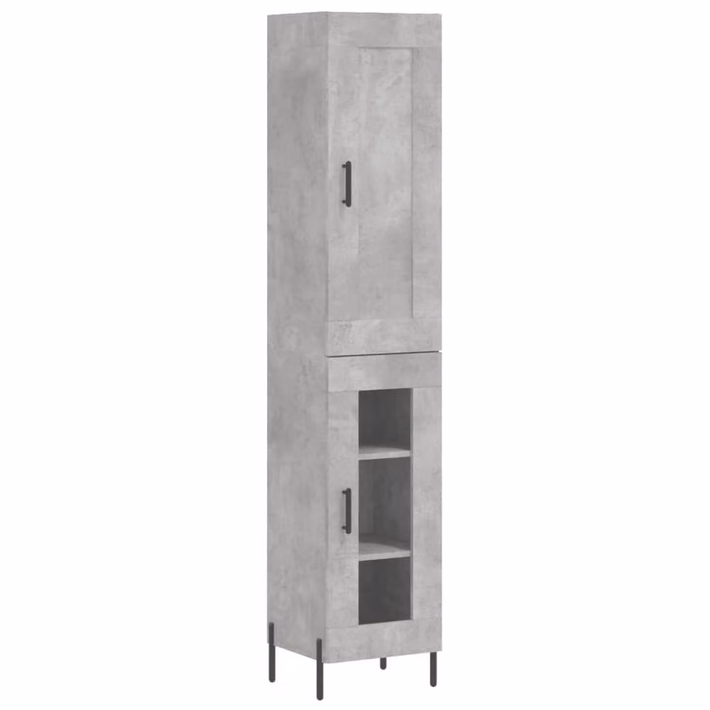 Berkfield Home Highboard in Concrete Grey, W/D/H: 34.5 x 34 x 180 cm – 2