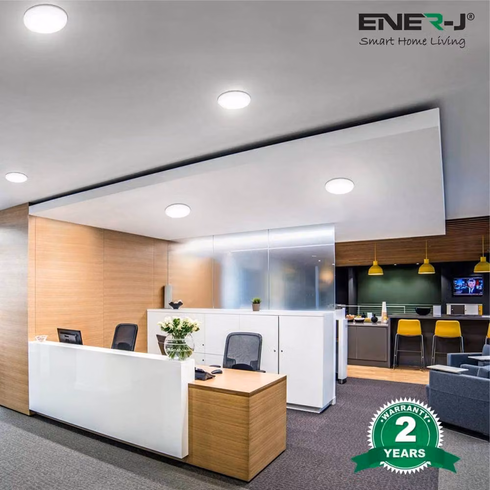 ENER-J Pack of 4 White 12W Frameless Recessed LED Downlights, Round, 105mm, 3000K Warm White – 2
