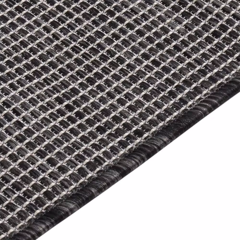Berkfield Home Grey Round Outdoor Flatweave Rug, Diameter: 100 cm – 2