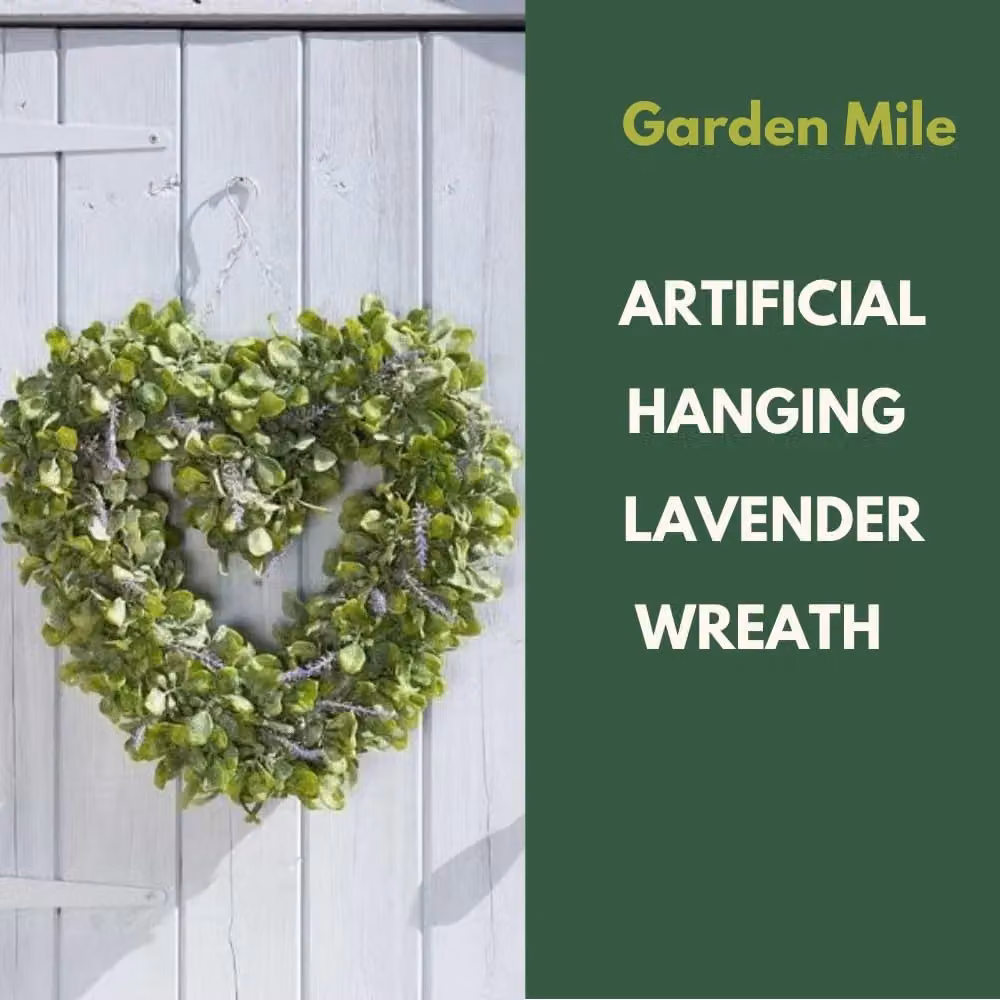 Marco Paul Artificial Lavender Heart Wreath in Green – 3
