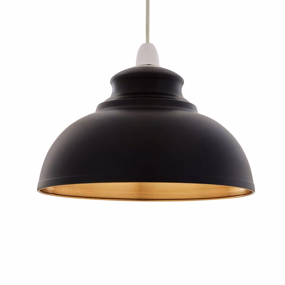 Pagazzi Maris Modern Dome Easy-Fit Pendant Light in Matte Black and Gold/Brass – 2