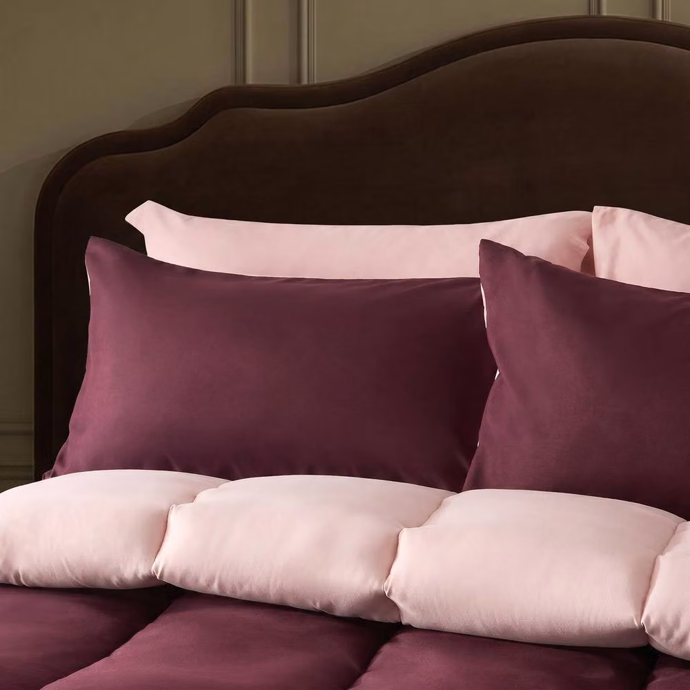 OHS Reversible 10.5 Tog Coverless Microfibre Duvet with Pillowcases, Purple, King Size – 3
