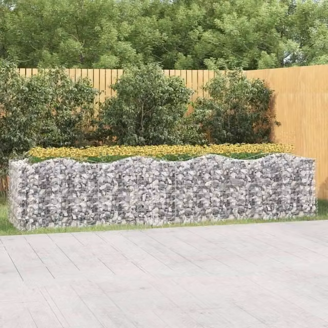 Berkfield Home Arched Gabion Raised Bed in Silver Galvanised Steel, W: 400 cm, D: 100 cm, H: 100 cm