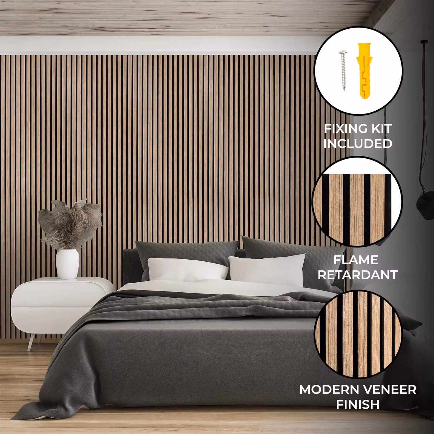 Monstershop Acoustic Slat Wall Panels, 2 Pack, Light Walnut and Terracotta, W/D/H: 240 x 60 x 1.2 cm – 2
