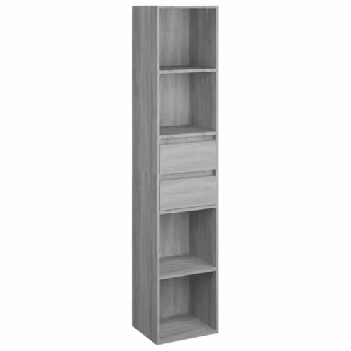 vidaXL Grey Sonoma Book Cabinet in Engineered Wood W/D/H: 36 x 30 x 171 cm