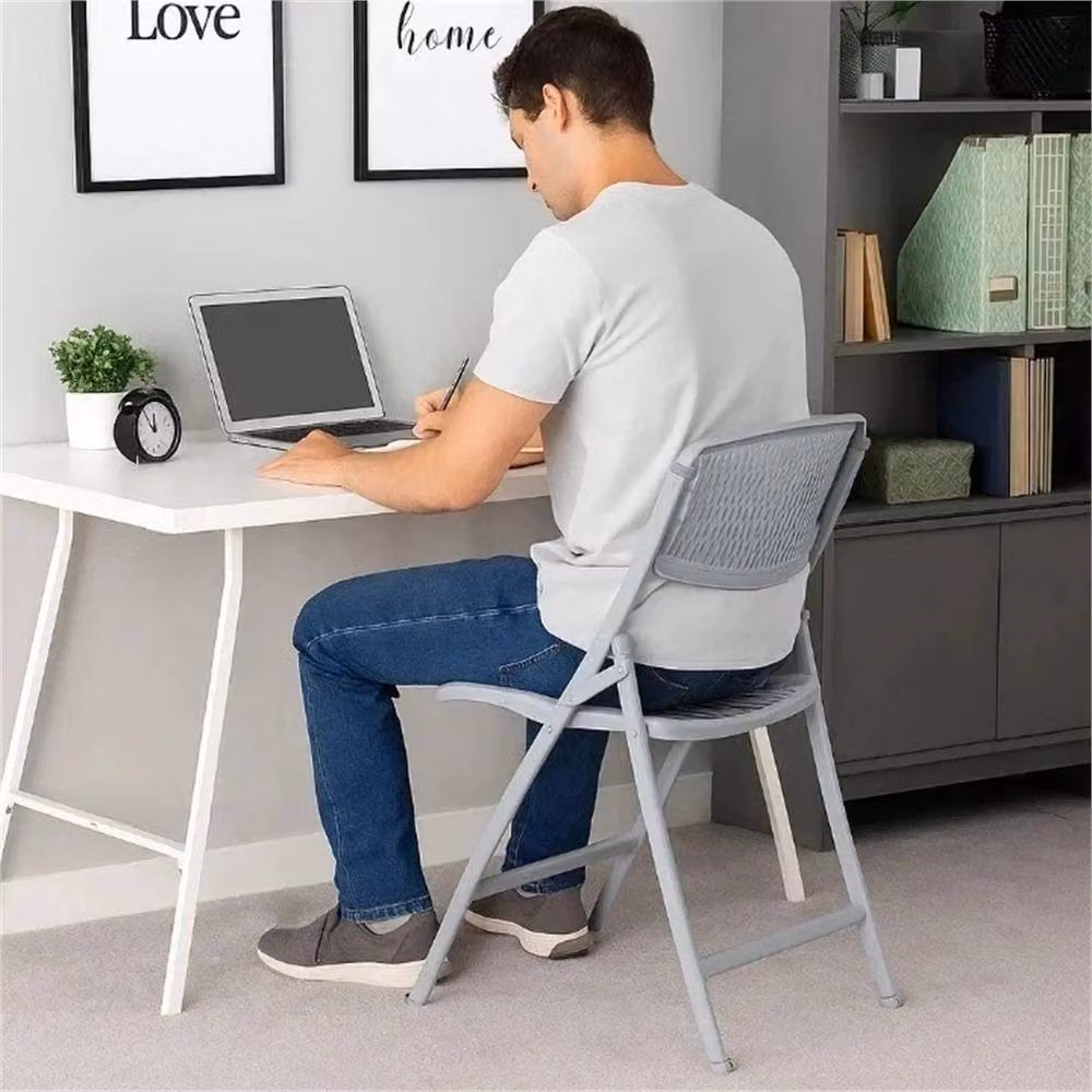 FLAVORA Grey Lightweight Folding Plastic Chair – 3